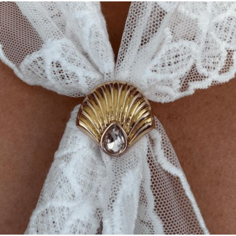Anneau de Foulard COQUILLAGE Goutte Rose Tendre - LA LOGE DE SUZON