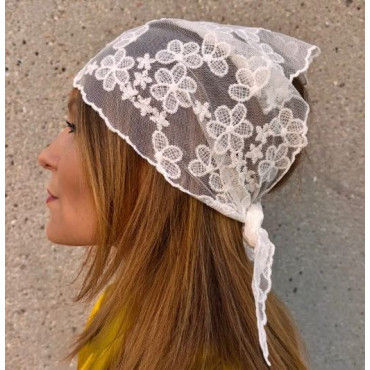 Foulard "entre Tulle et Dentelles" MARGUERITE - LA LOGE DE SUZON