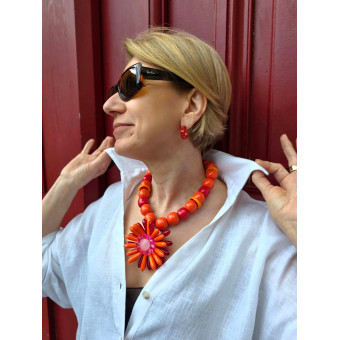 Collier ROXY FLEUR Orange - Francine BRAMLI Paris