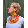 Collier REGIS 3 rangs perles Orange & cristal - Francine BRAMLI Paris