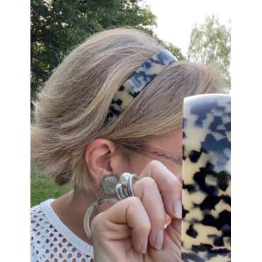 SERRE-TÊTE PM couleur écaille noir & blanc - Francine BRAMLI Paris