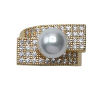 Bague CLOTILDE dorée, Perle nacrée - Francine BRAMLI Paris