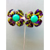 FLORAL L vert marron violet - Francine BRAMLI Paris