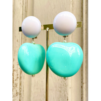 POMME bleu turquoise blanc - Francine BRAMLI Paris