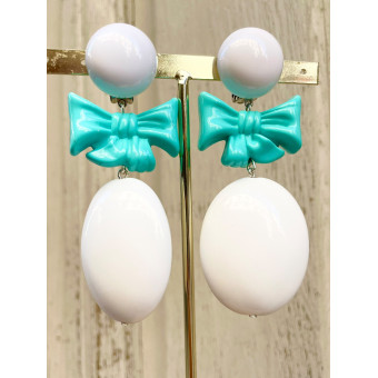 NOUETTE Blanc bleu turquoise - Francine BRAMLI Paris