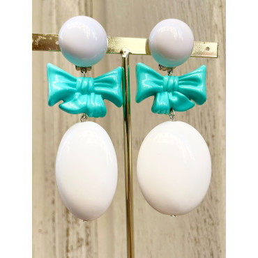 NOUETTE Blanc bleu turquoise - Francine BRAMLI Paris