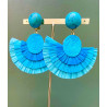 ÉVENTAIL raphias bleus - Francine BRAMLI Paris