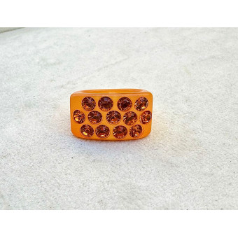 BAGUE Résine & Strass Taille 60 - Francine BRAMLI Paris