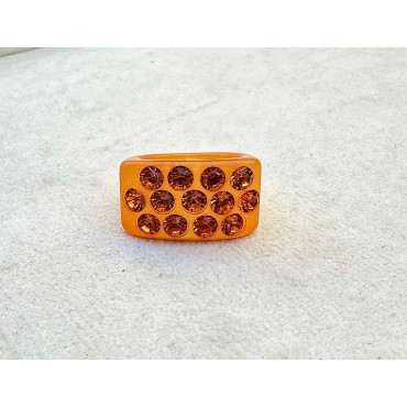 BAGUE Résine & Strass Taille 60 - Francine BRAMLI Paris