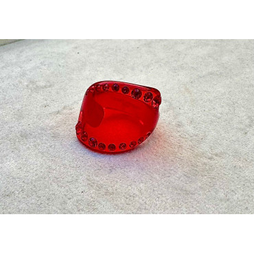BAGUE Résine & Strass Taille 60 - Francine BRAMLI Paris