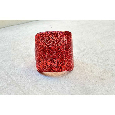 BAGUE Résine & Strass Taille 60 - Francine BRAMLI Paris