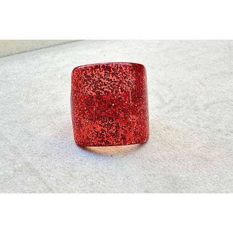 BAGUE Résine & Strass Taille 60 - Francine BRAMLI Paris