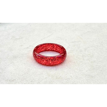 BAGUE Résine & Strass Taille 60 - Francine BRAMLI Paris