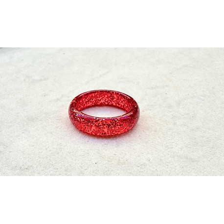BAGUE Résine & Strass Taille 60 - Francine BRAMLI Paris