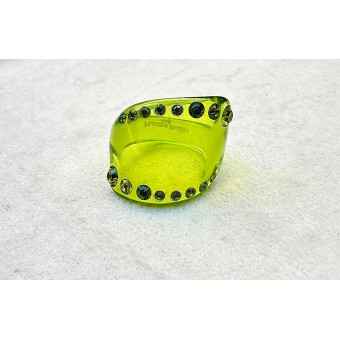 BAGUE Résine & Strass Taille 60 - Francine BRAMLI Paris