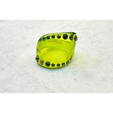 BAGUE Résine & Strass Taille 60 - Francine BRAMLI Paris
