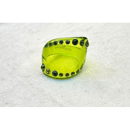 BAGUE Résine & Strass Taille 60 - Francine BRAMLI Paris