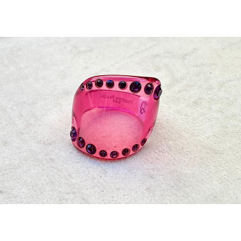 BAGUE Résine & Strass Taille 60 - Francine BRAMLI Paris