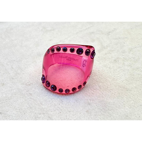 BAGUE Résine & Strass Taille 60 - Francine BRAMLI Paris