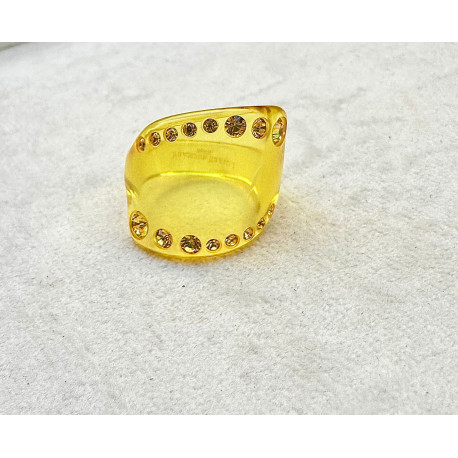 BAGUE Résine & Strass Taille 60 - Francine BRAMLI Paris