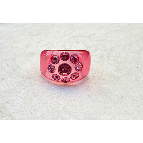 BAGUE Résine & Strass Taille 60 - Francine BRAMLI Paris