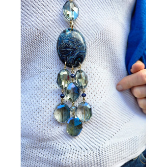 Collier CRAVATE Bleu marine - Francine BRAMLI Paris