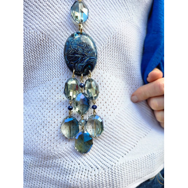 Collier CRAVATE Bleu marine - Francine BRAMLI Paris