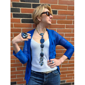 Collier CRAVATE Bleu marine - Francine BRAMLI Paris