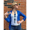 Collier CRAVATE Bleu marine - Francine BRAMLI Paris