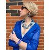 Collier REGIS 3 rangs perles Orange & cristal - Francine BRAMLI Paris
