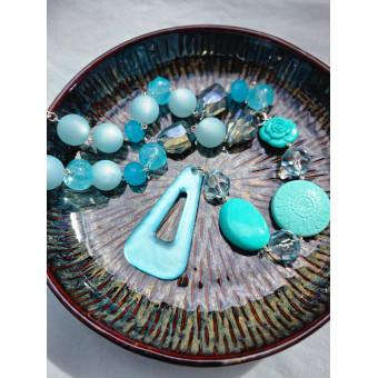 Collier CRAVATE Bleu Turquoise Tr - Francine BRAMLI Paris