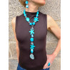 Collier CRAVATE Bleu Turquoise Tr - Francine BRAMLI Paris