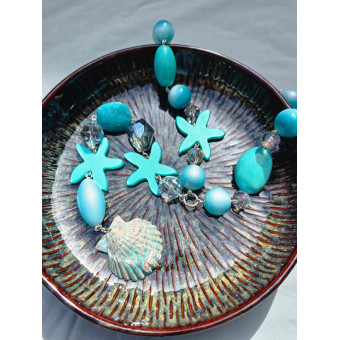 Collier CRAVATE Bleu Turquoise Tr - Francine BRAMLI Paris