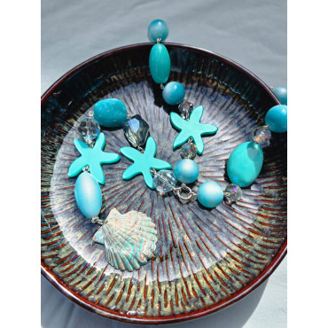 Collier CRAVATE Bleu Turquoise Tr - Francine BRAMLI Paris