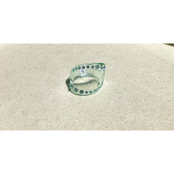 BAGUE Résine & Strass Taille 60 - Francine BRAMLI Paris