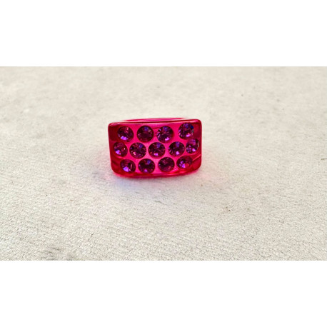BAGUE Résine & Strass Taille 54 - Francine BRAMLI Paris