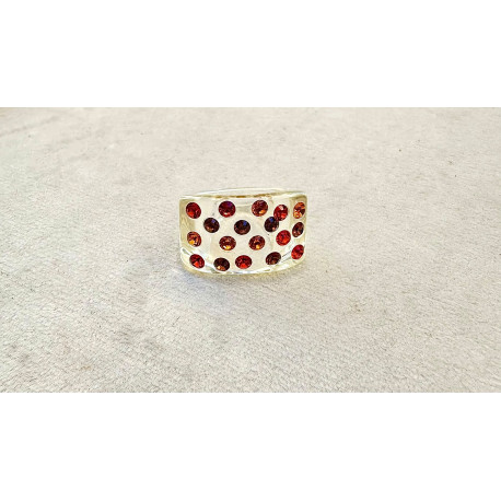 BAGUE Résine & Strass Taille 54 - Francine BRAMLI Paris