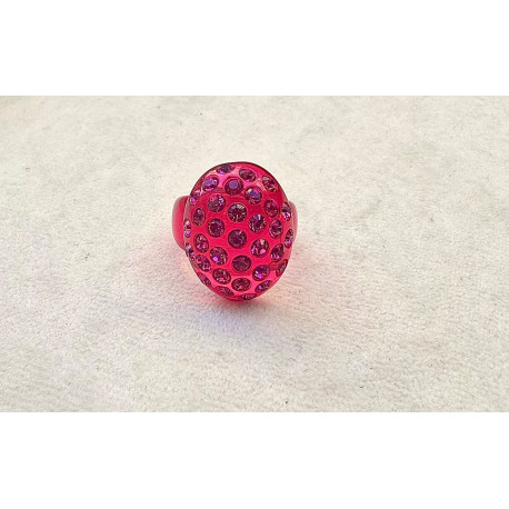 BAGUE Résine & Strass Taille 54 - Francine BRAMLI Paris