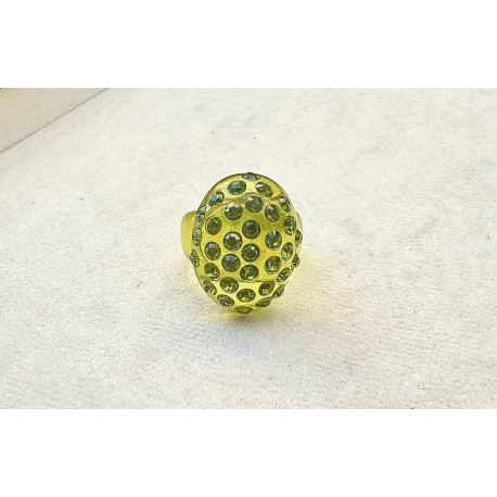 BAGUE Résine & Strass Taille 54 - Francine BRAMLI Paris
