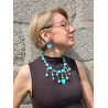 Collier PAMPILLES bleu turquoise perles & cristal - Francine BRAMLI Paris