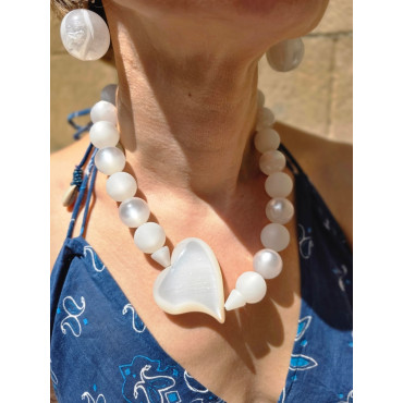 Collier COEUR blanc - Francine BRAMLI Paris
