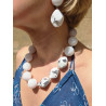 Collier EDOUARD blanc argenté - Francine BRAMLI Paris