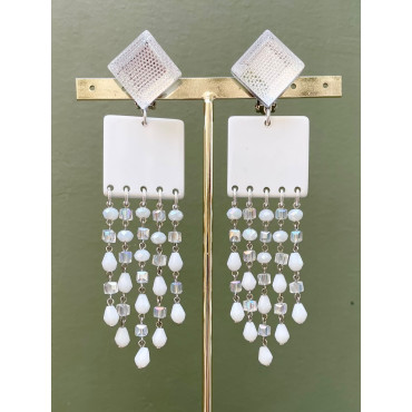 FLORETTE Carré blanc & cristal - Francine BRAMLI Paris