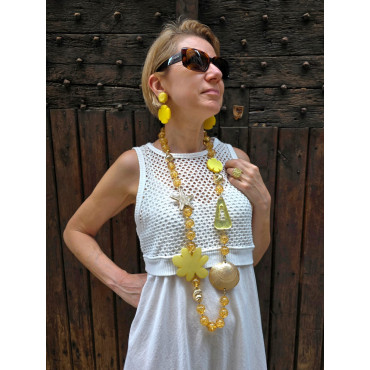 Sautoir FLOR Jaune Doré - Francine BRAMLI Paris Collier