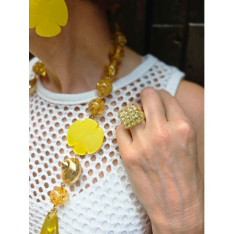 Sautoir FLOR Jaune Doré - Francine BRAMLI Paris Collier
