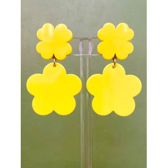 HIBISCUS Jaune Cabochon trèfle - Francine BRAMLI Paris