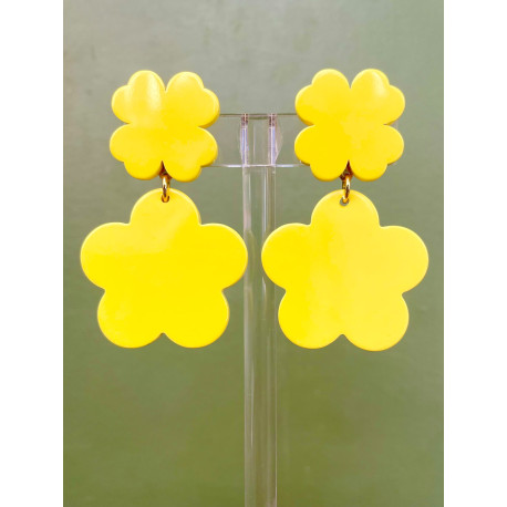 HIBISCUS Jaune Cabochon trèfle - Francine BRAMLI Paris