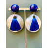 MANON en nacre, Raphia bleu - Francine BRAMLI Paris
