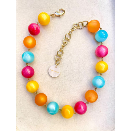 Collier DYLAN perles multicolore II - Francine BRAMLI Paris