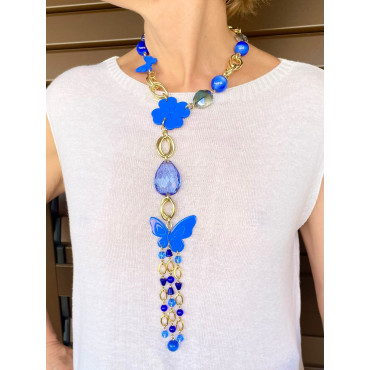 Collier CRAVATE Bleu Papillon - Francine BRAMLI Paris